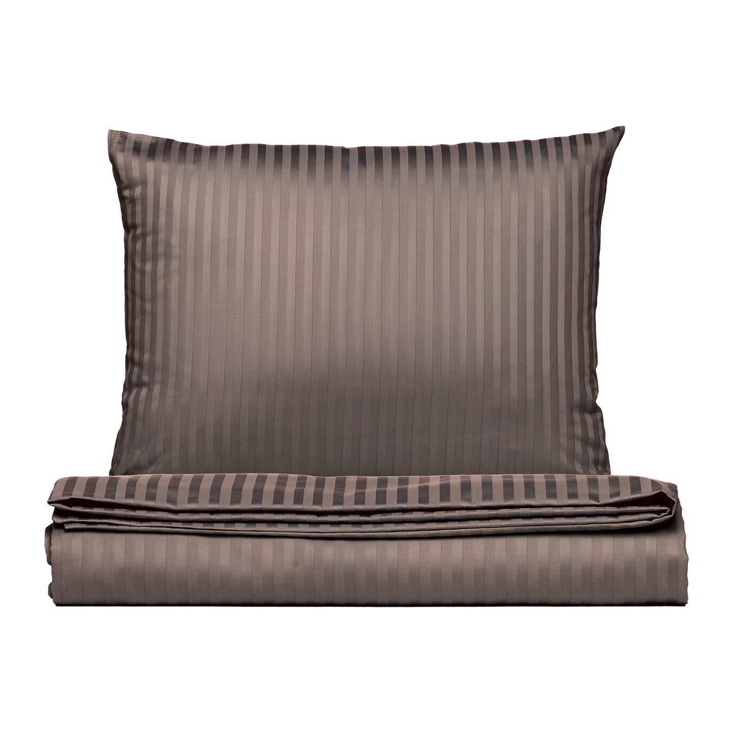 PHB Silky Satin triipsatiinist voodipesukomplekt Cacao 150x210/50x60