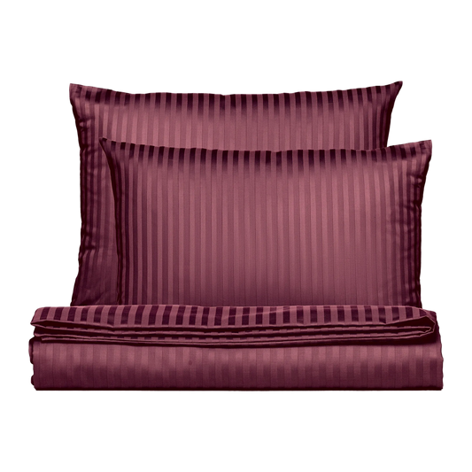 PHB Silky Satin patalynės komplektas dryžuotas Burgundy 220x240/50x70x2
